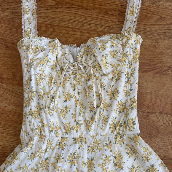 House Of CB London Rosalee White Vintage Floral Print Cotton Bustier Dress XS - Picture 4 of 16